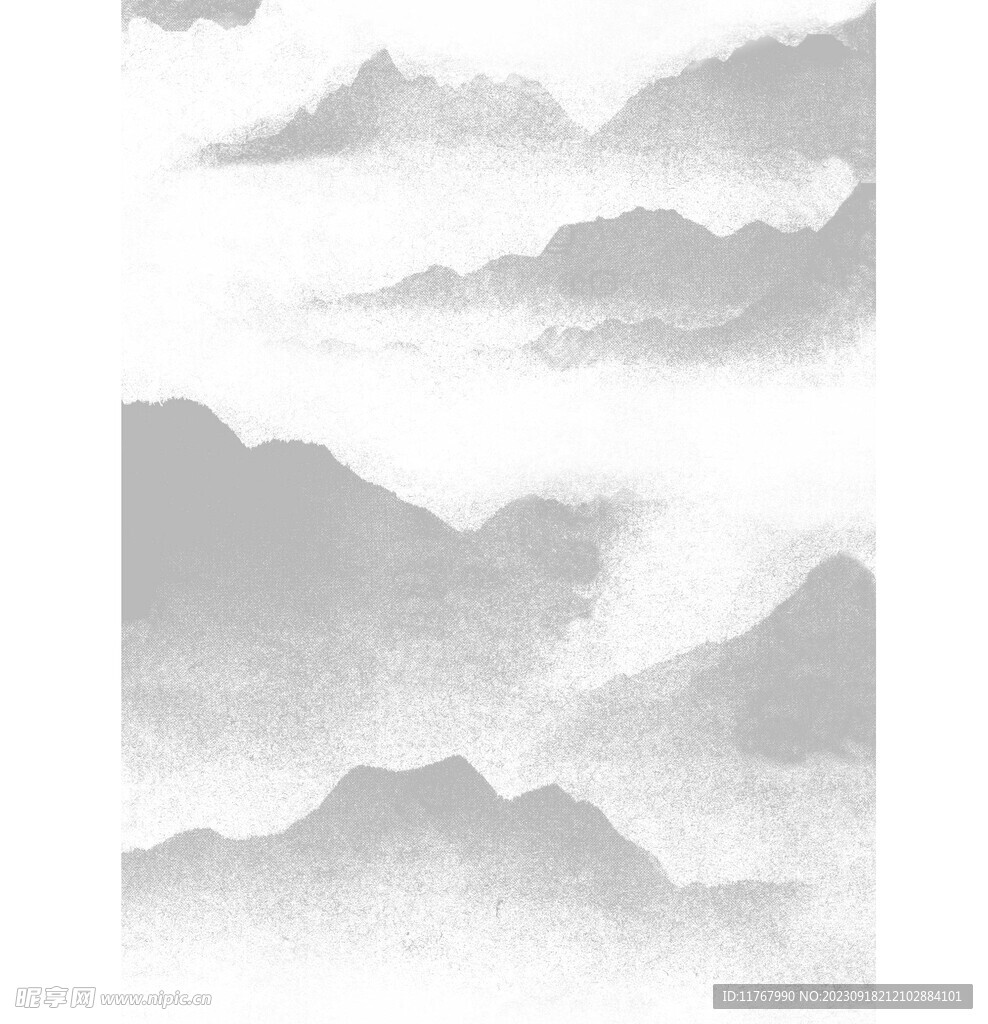 水墨山水画透明图黑白图