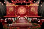 红色中式婚礼舞台