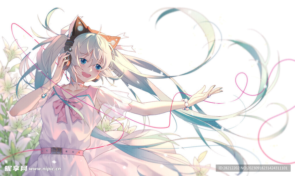 白色背景少女插画