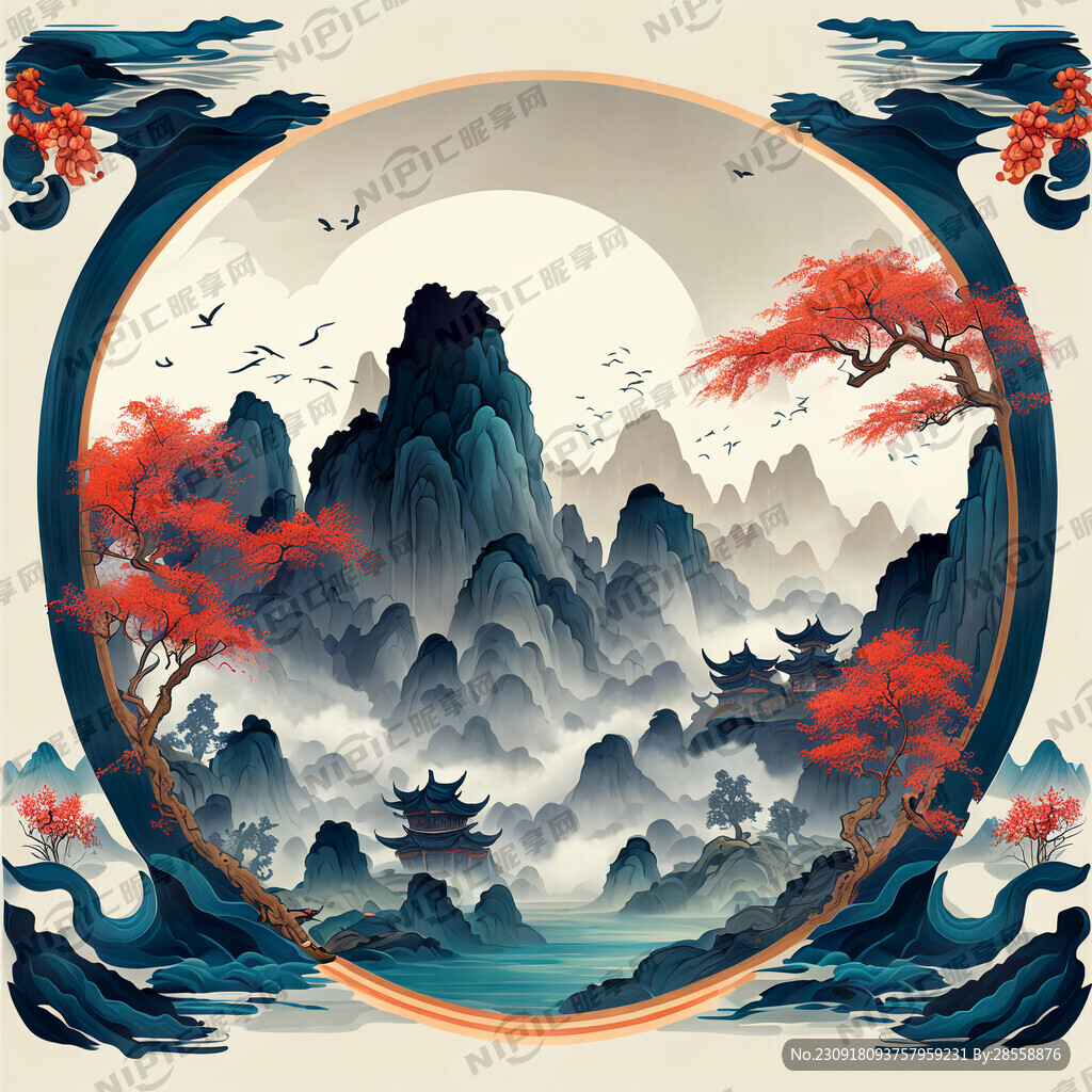 国潮山水风景梦幻