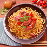 面条肉丁面
