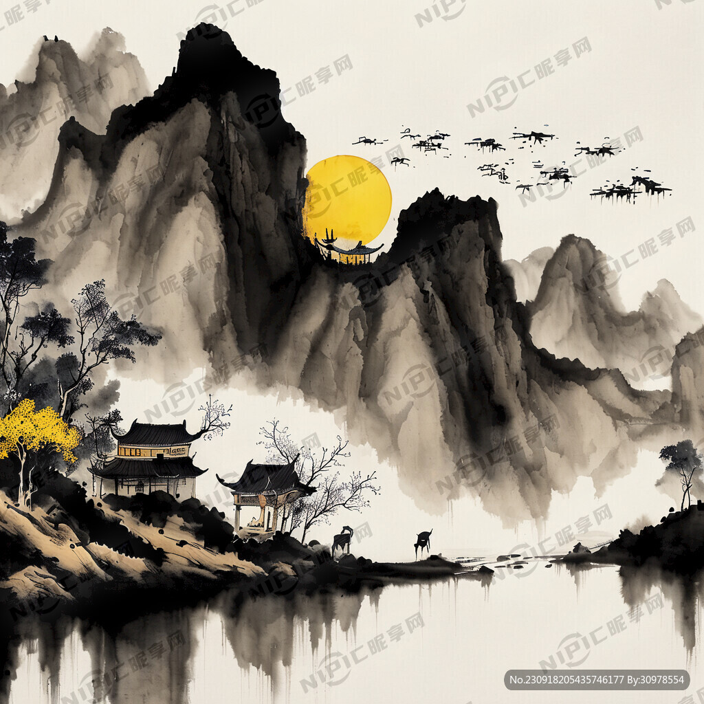 小黄牛 中国风 中国画 山水