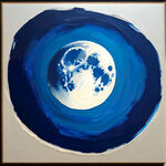 油画质感月亮只要月亮深蓝色背景