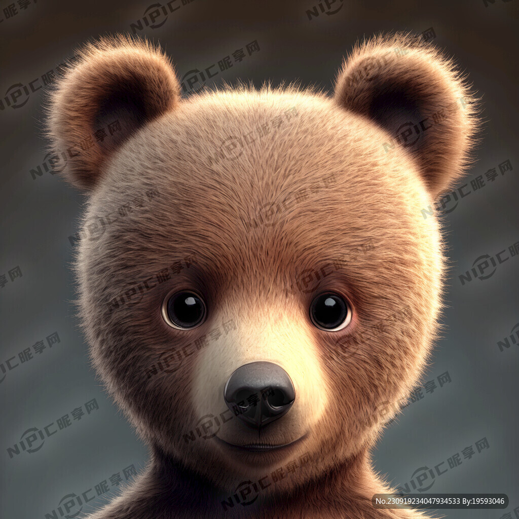 像人脸皮肤的可爱萌仔熊全身