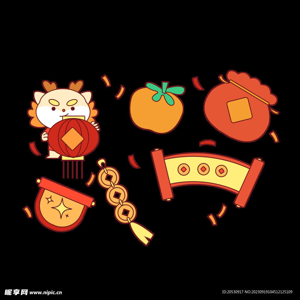 新年龙年贴纸