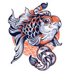日式金鱼插画矢量
