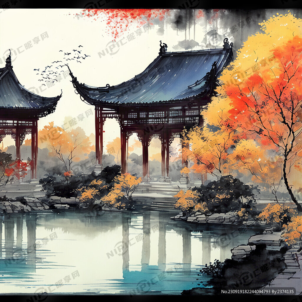 中秋节大唐城池夜景画作