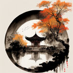 古风，大唐城池，宏大场景，圆月，中秋节