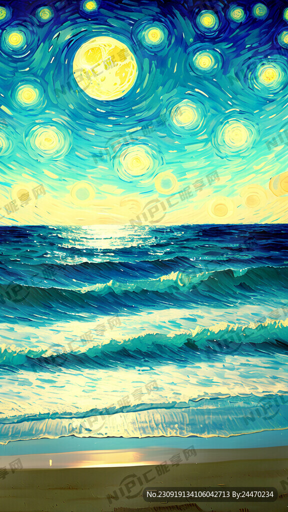 梦幻场景月亮海光
