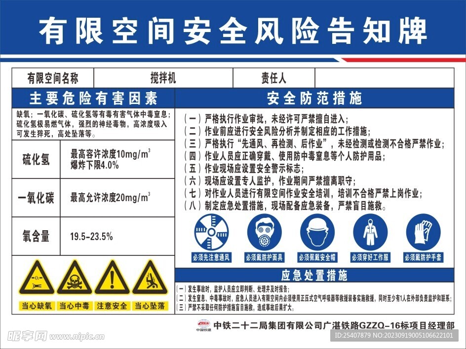 有限空间安全风险告知牌 