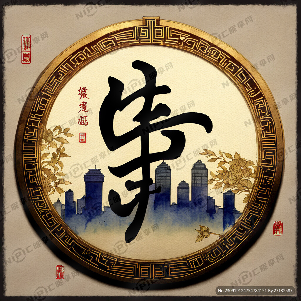 铜钱标志中间金城