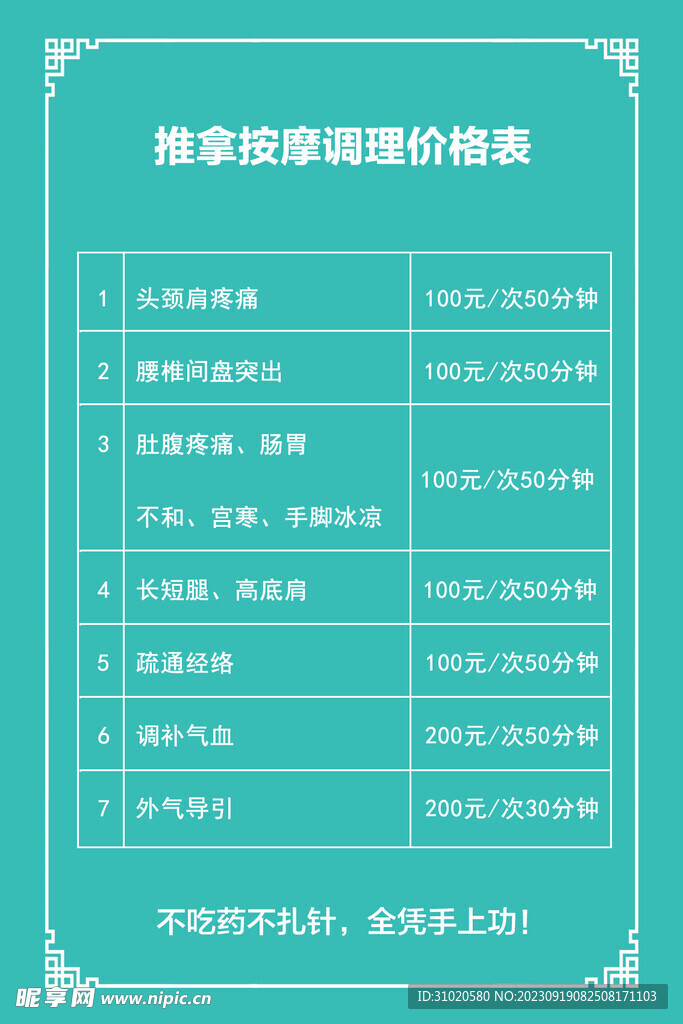 推拿价格