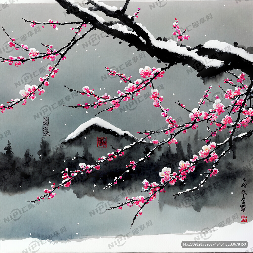 何时仗尔看南雪 我与梅花两白头