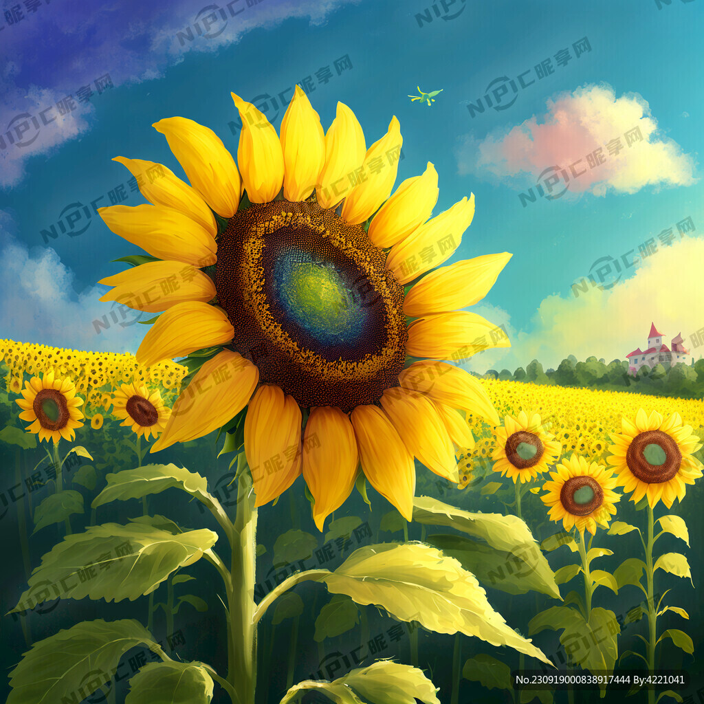 儿童画向日葵地球