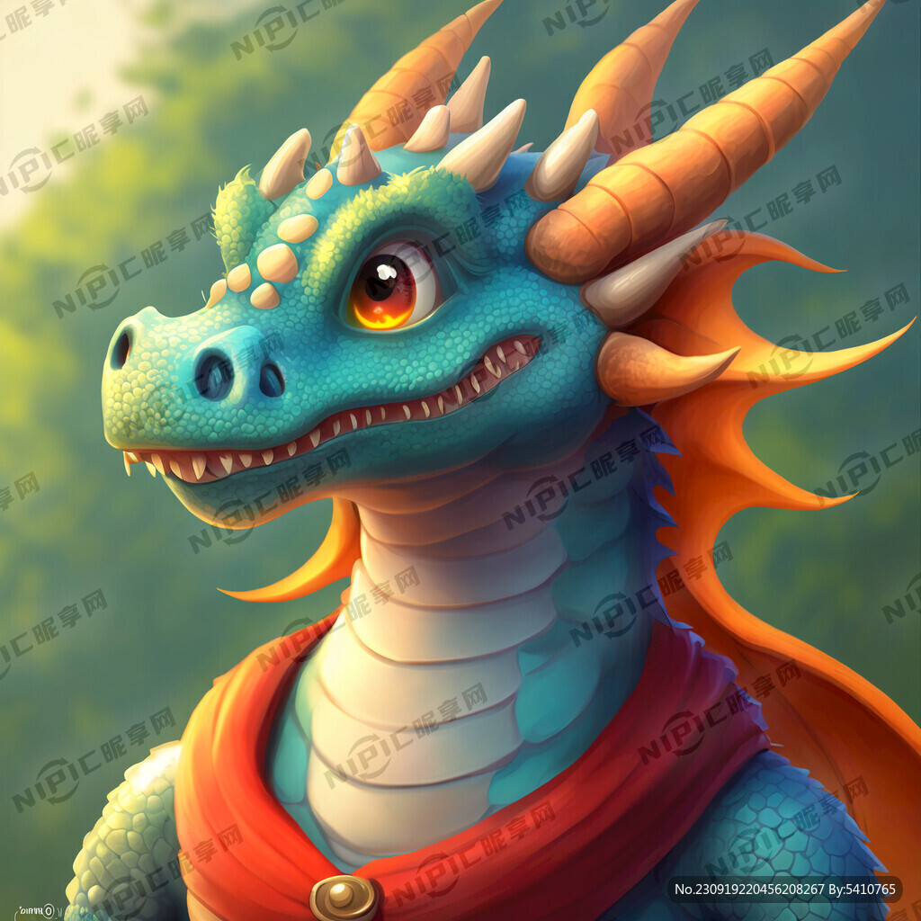 可爱卡通龙 龙头人的身体 喜庆