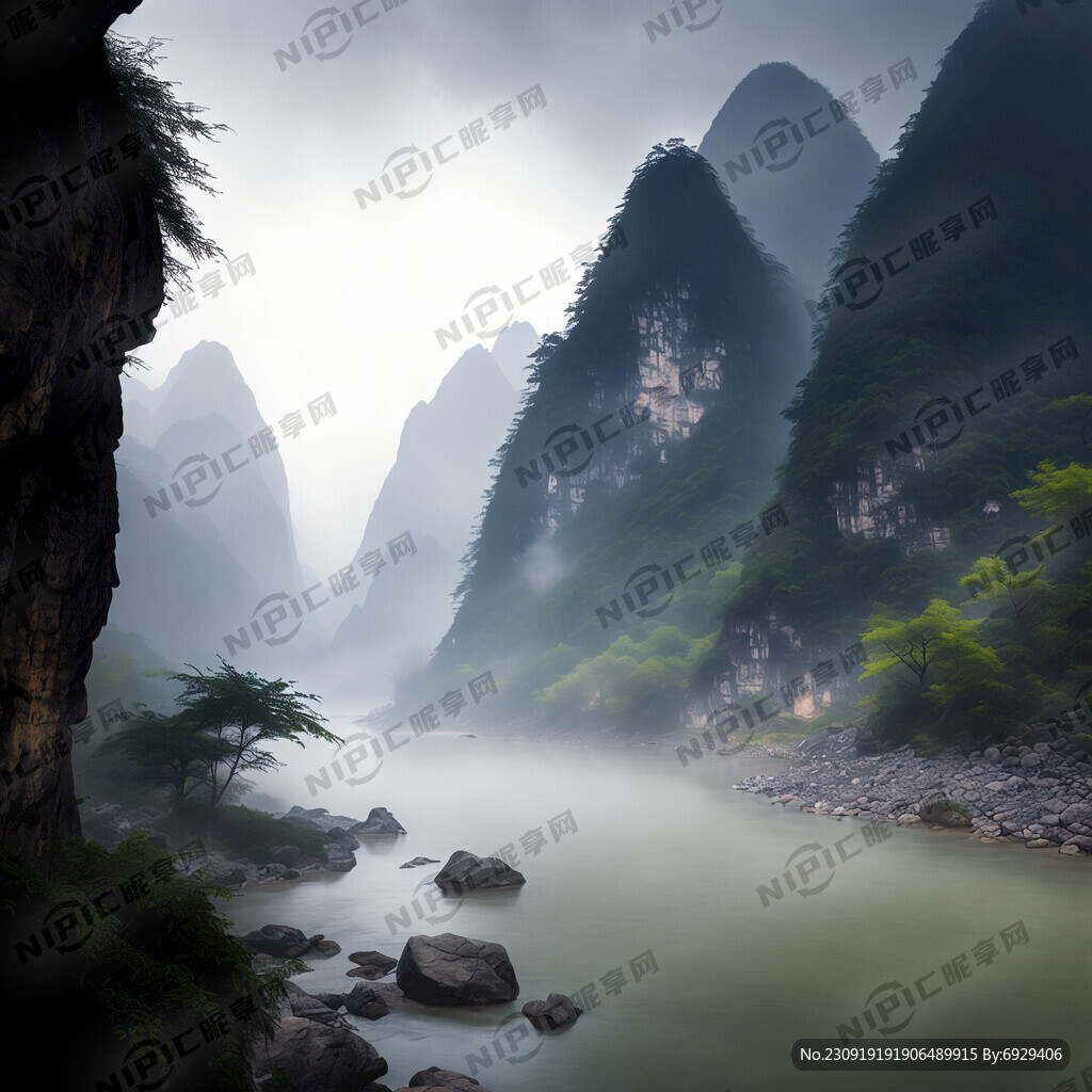 川贵地区的万里河山 云雾缭绕
