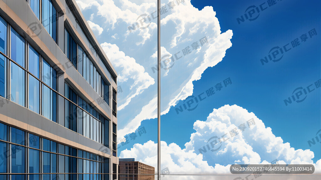 进入办公楼里 四周都是蓝天白云