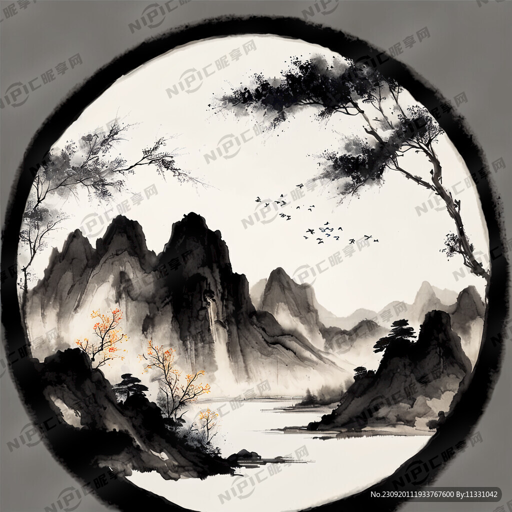 中国风 中国画 山水 水墨风格