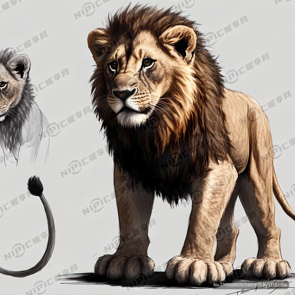 小狮子全身素描