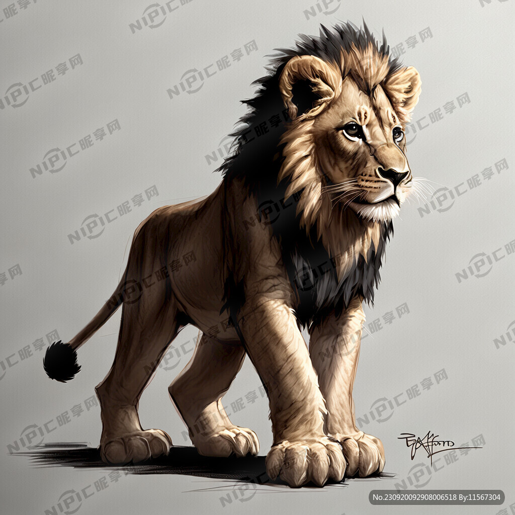 小狮子全身素描