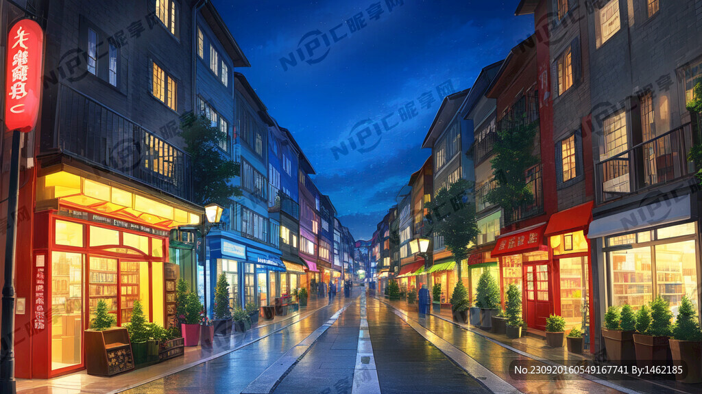 夜晚繁华商业街 关了灯