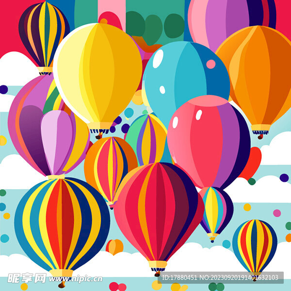 多彩热气球背景图