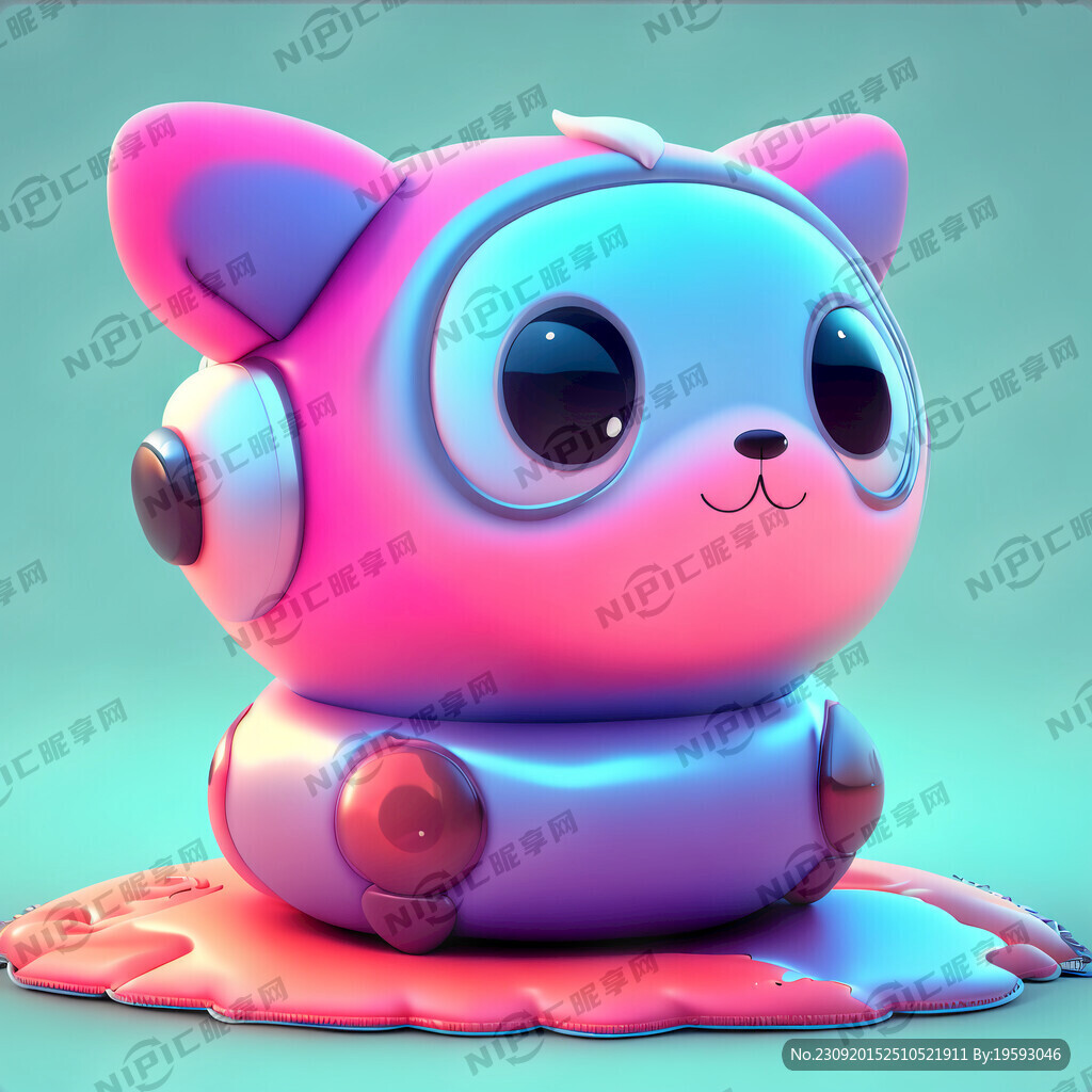 3D气垫材质虚拟梦幻萌可爱卡通