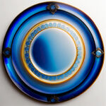 琉璃圆盘俯视图，琉璃材质，深蓝色，不透明
