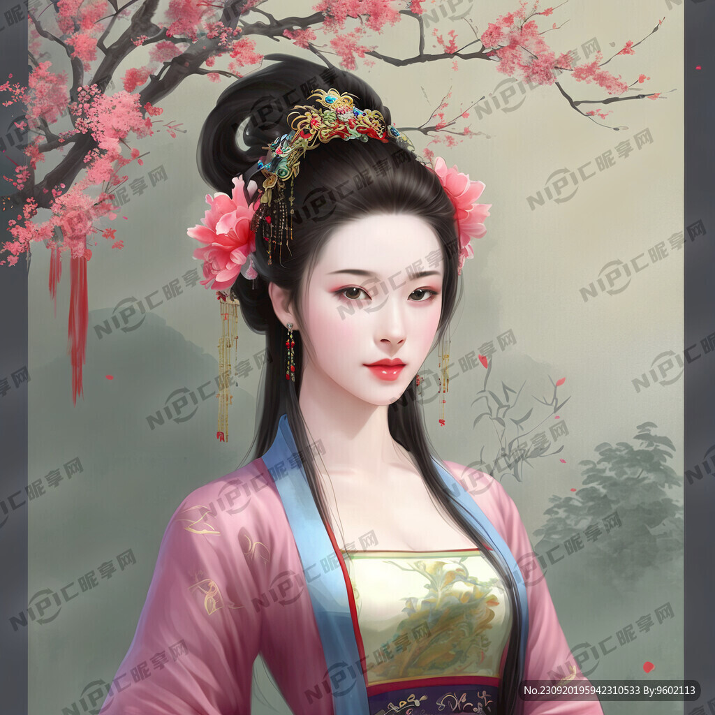 国风 古典美女 绘画 全身