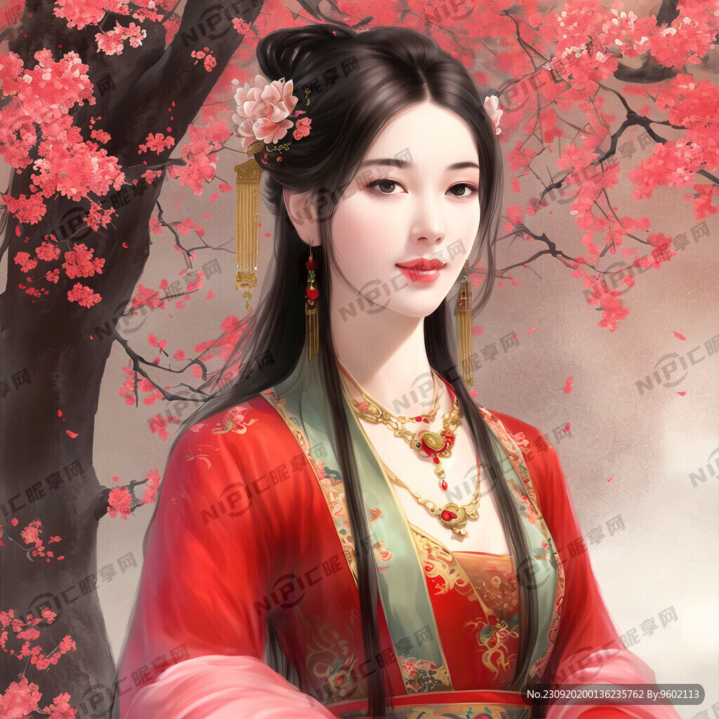 国风 古典美女 绘画 全身