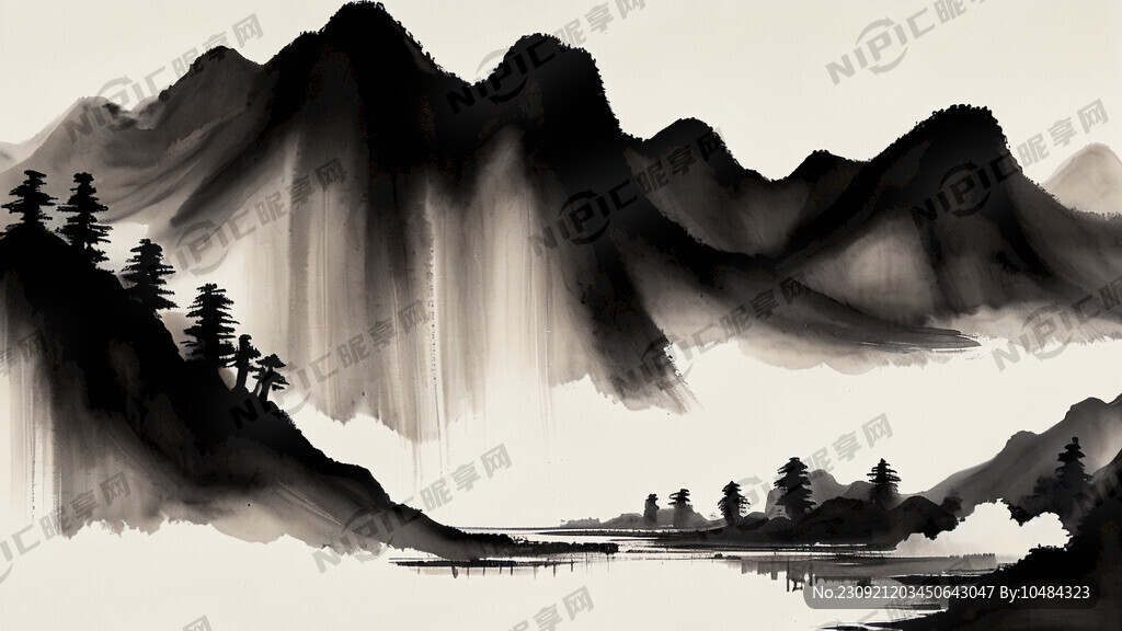 写意山水画 简约 淡雅笔触