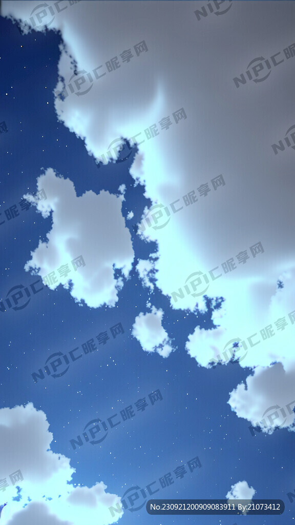 特写夜晚蓝色天空 3d渲染效果