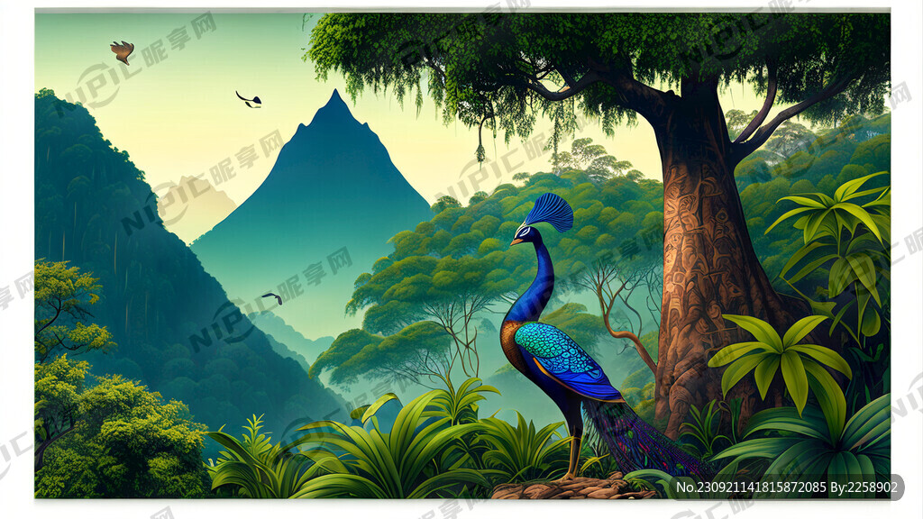 宏大场景 傣族 孔雀 大象