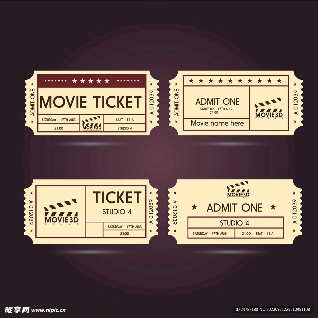 电影院电影票门票设计设计图__其他_广告设计_设计图库_昵图网nipic.com