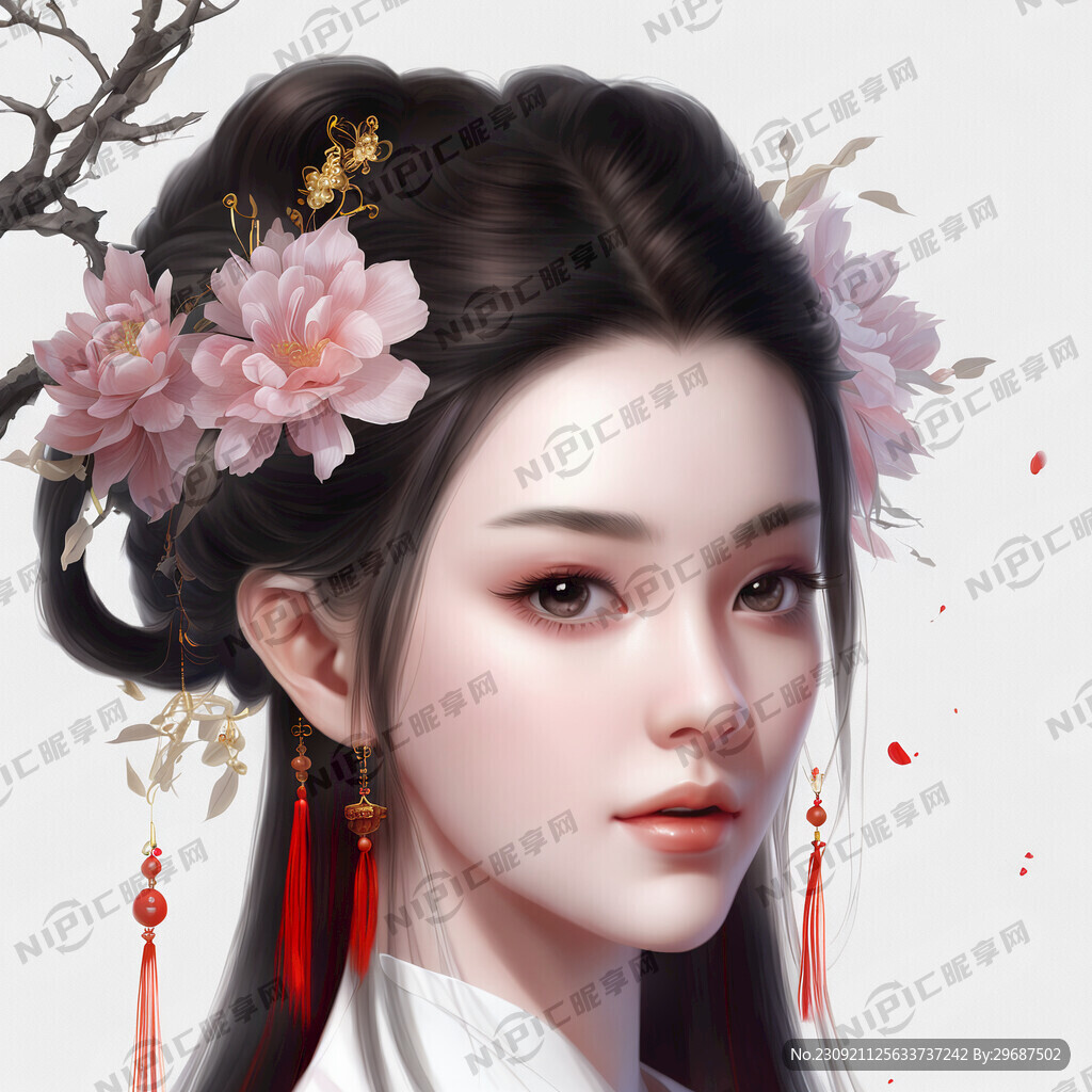 国风美女白底