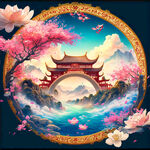 游戏梦幻唯美新中式风景，超高清，细节刻画，沐浴在花瓣里满天花瓣，飘渺电影般环境，明亮清晰