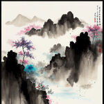水，花，超高清，细节刻画，沐浴在云里雾里满，大自然纯净的美丽，颜色鲜艳，明亮清晰，纹理清晰，质感强烈，克莱茵蓝和爱马仕橙组合