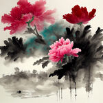 水，花，超高清，细节刻画，沐浴在云里雾里满，大自然纯净的美丽，颜色鲜艳，明亮清晰，纹理清晰，质感强烈，童话粉色