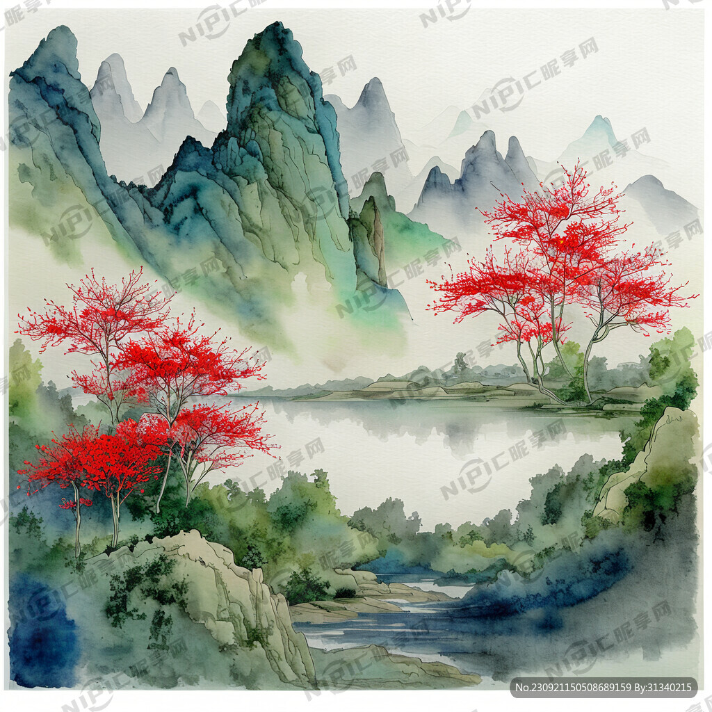 绿水 青山 彼岸花 克莱茵蓝