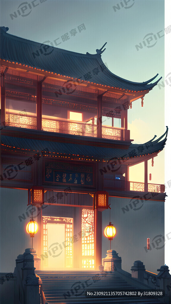 AI创作图建筑发光光影nipic.com-昵图网