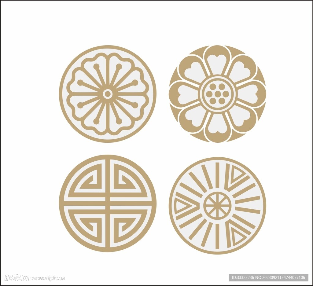 中式金色大气古代圆形图案
