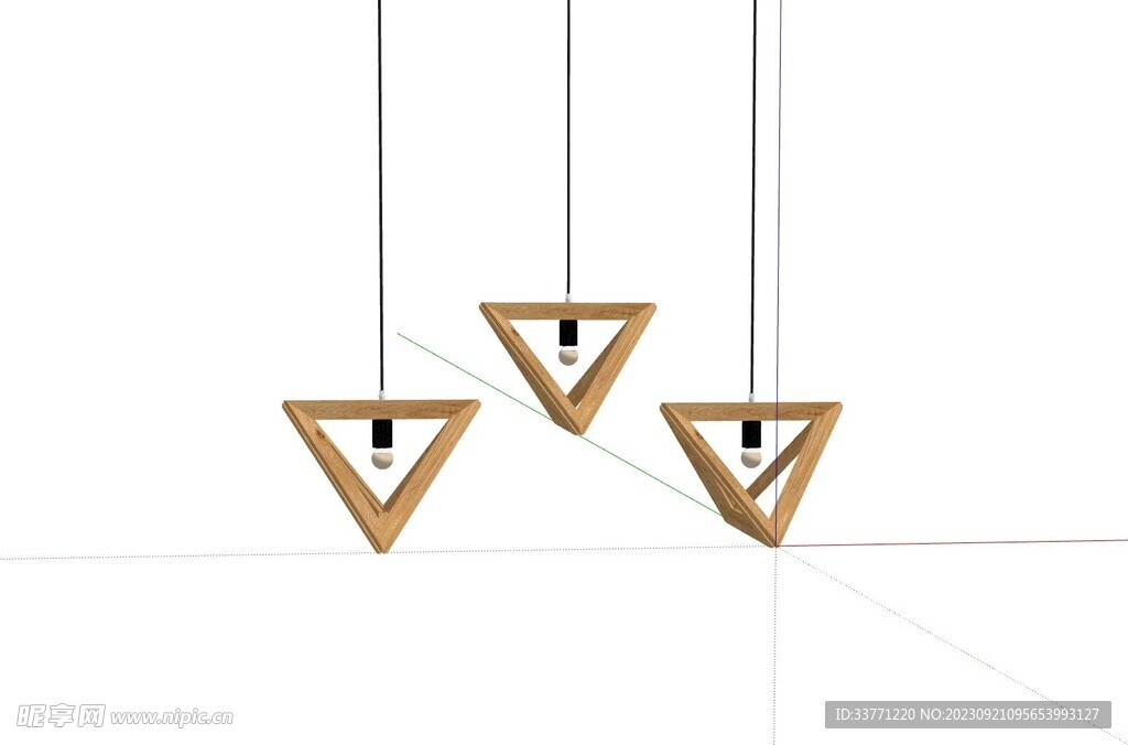 木制几何吊灯模型