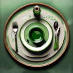 餐桌玻璃转盘俯视图，墨绿色，艺术漆效果