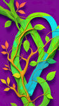 艺术，斑斓色彩，树枝藤蔓拼凑出数字2，