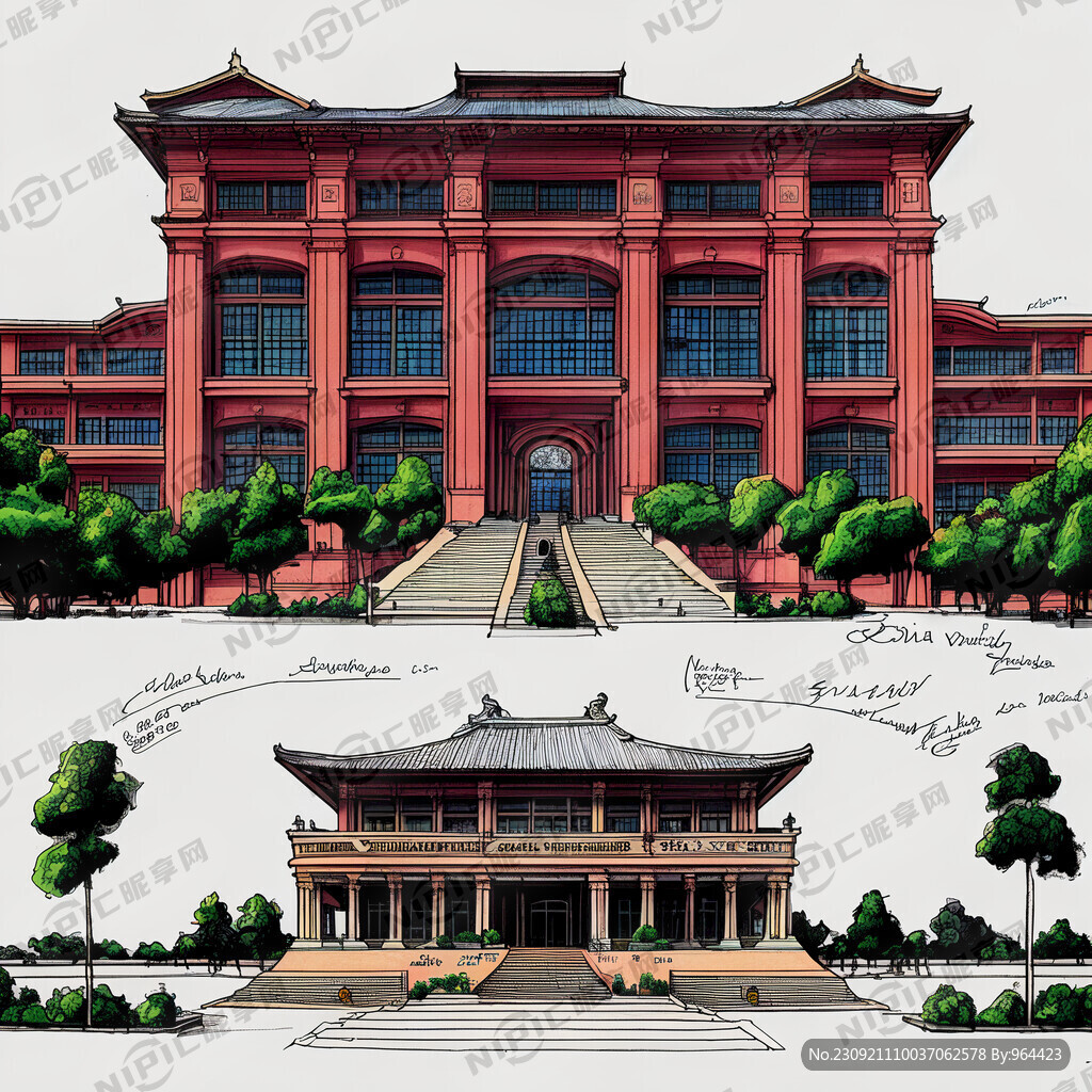 云南财经大学手绘图