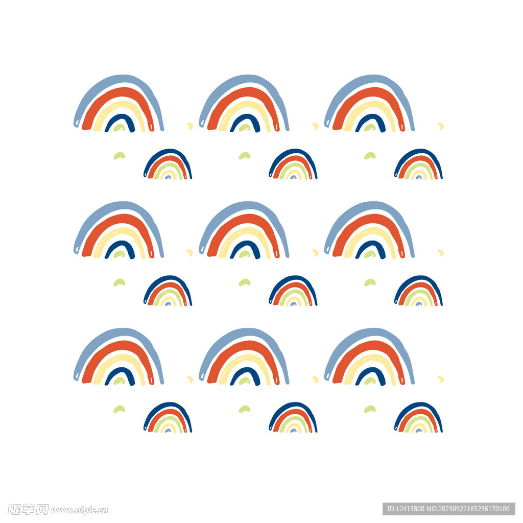 彩虹循环印花儿童满印图案