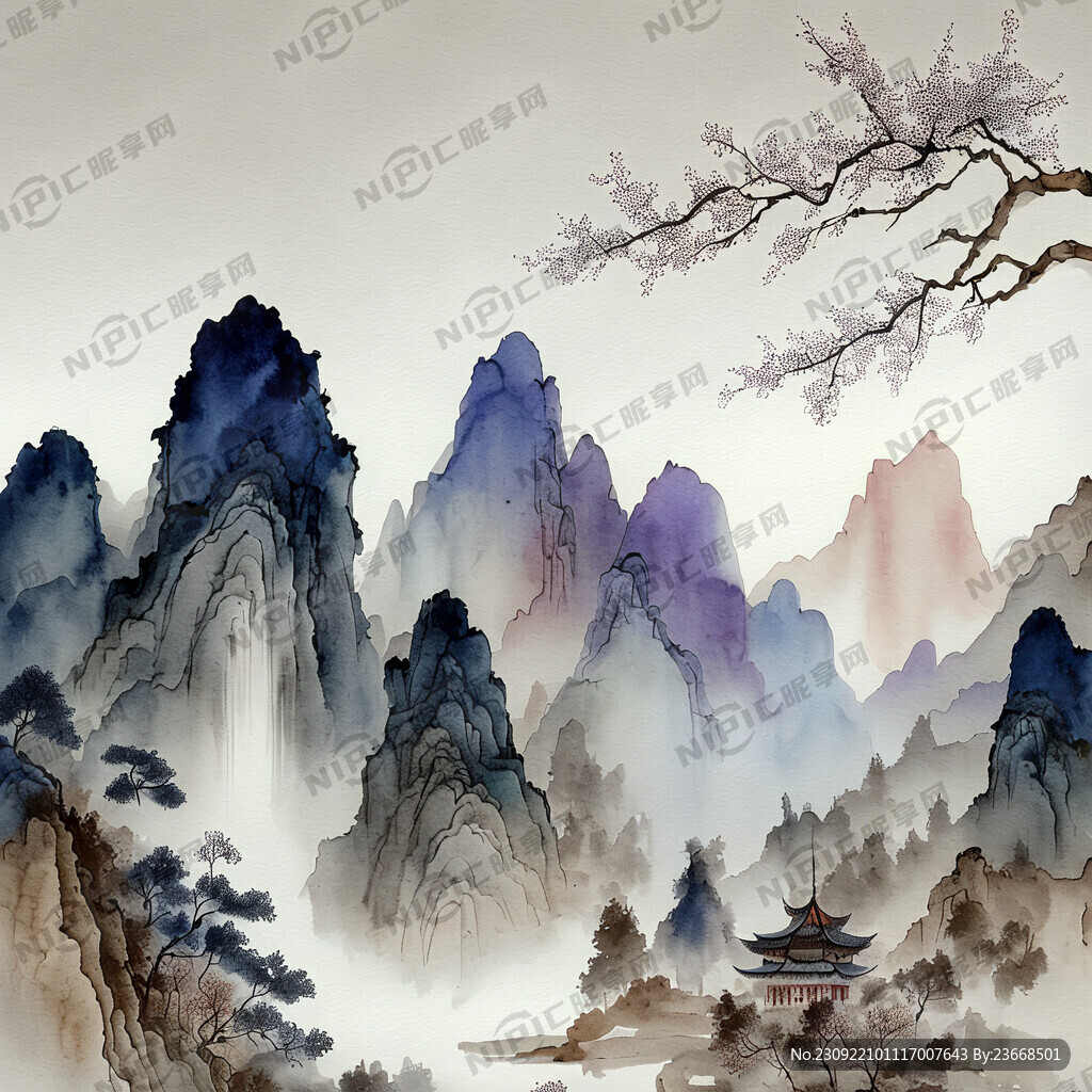 中国风山水墙纸图案