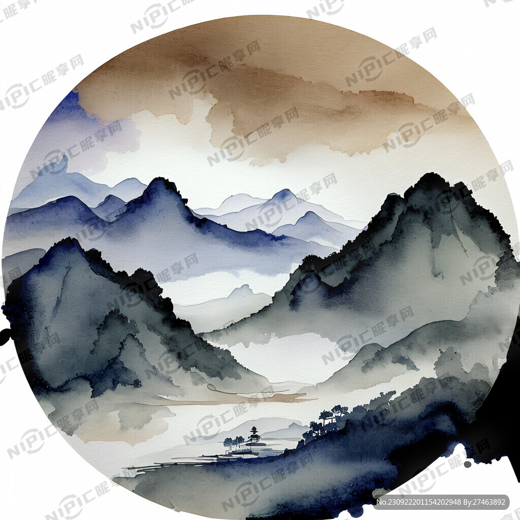 招牌标 山水 简洁 纯白色