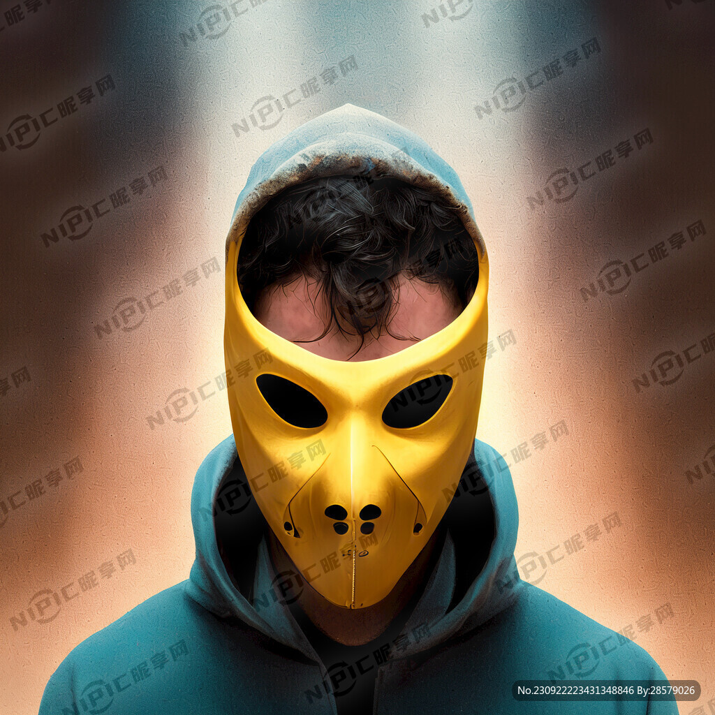 戴着面具的人正面照从头到脚比较