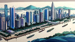 广州深圳珠海城市手绘